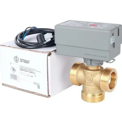 Фото №0 STOUT Компактный 3-Ходовой зональный клапан, сервопривод 230V, с кабелем 1м., НР 1 1/4