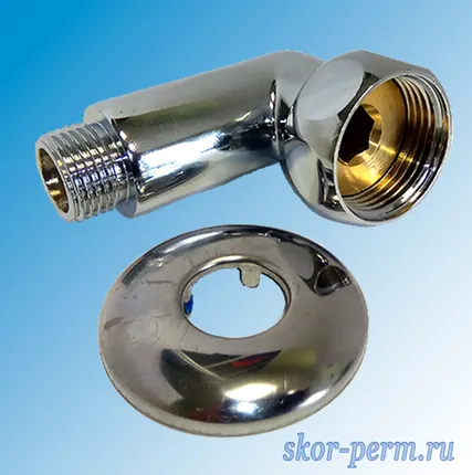 Фото №1 Соединение угловое 1&quot;х1/2&quot; гайка/штуцер с отражателем для полотенцесушителя