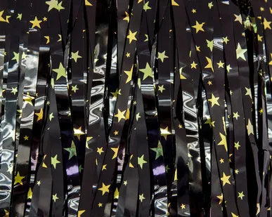 фото Занавес Дождик Звезды, Черный, Металлик, 100*200 см