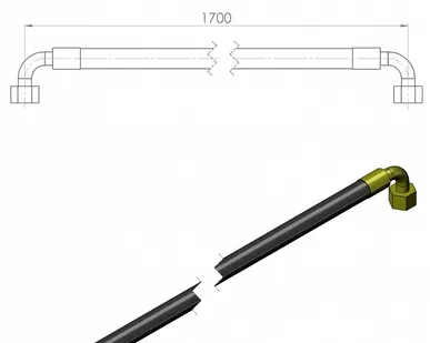фото (Cz 27699) Шланг гидравлич. T219-A90A90/233/13 L-1700 POD-HPR-000663 для Metal-Fach Т-219