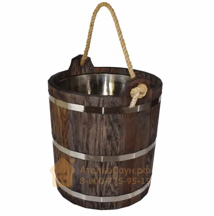 Фото №1 Запарник WoodSon 20 л из дуба тёмного, с нержавеющей вставкой (арт. WZ6)