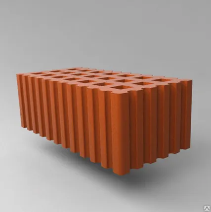 Фото №0 Кирпич керамический рядовой̆ 1,4 НФ М-175 пустотелый, рифленый 250Х120Х88