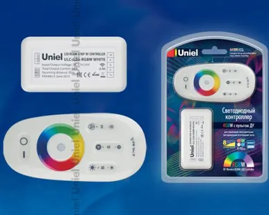 фото Усилитель ULC-G50-RGBW WHITE Контроллер для управления многоцветным и белым светодиодными источниками света 12/24B с пультом ДУ 2,4ГГц. Цвет пульта белый.
