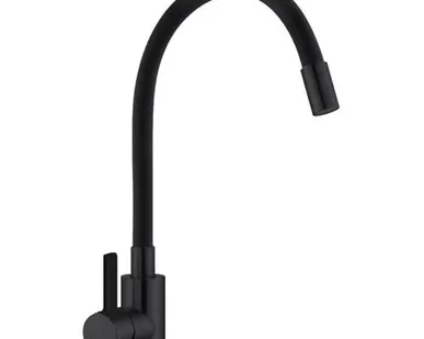 фото смеситель для кухни GOTA ROCIO Black&White силиконовый излив черный