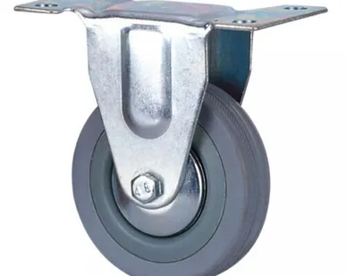 фото Колесо мебельное TECH-KREP Колесная опора неповоротная Tech-Krep D75 полипропиленовая, серая резина, подшипник скольжения 148492