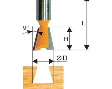 фото Фреза пазовая "ласточкин хвост" (12.7х13 мм; 14°; хвостовик 8 мм) по дереву Энкор ( 9316)