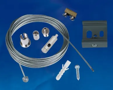 фото UFB-H42 SILVER 1 POLYBAG Набор для подвесного монтажа трехфазных шинопроводов. Регулируемая длина. Цвет серебряный. ТМ Uniel.