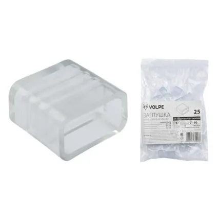 Фото №0 Зажим (заглушка) для ленты UCW-Q220 K10 CLEAR 025 POLYBAG Изолирующий зажим (заглушка) для светодиодной ленты 3528/2835, 10 мм, цвет прозрачный, 25 штук в пакете