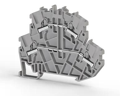 фото Klemsan Клеммник 2-х ярусный пружинный быстрозажимной (Push in), 2,5 мм.кв. (серый); PYK2,5-2F