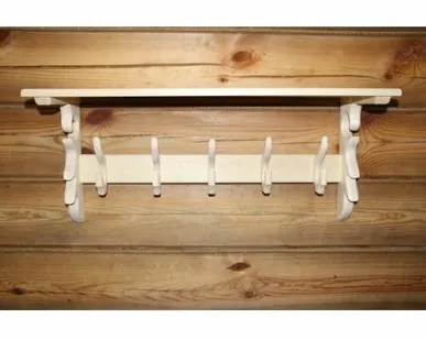 фото Вешалка с полкой (липа) 5 крючков 760х300х200 (двойной крючок)