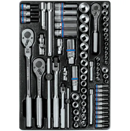 Фото №5 Набор торцевых головок 1/4 quot;, 3/8 quot; с принадлежностями, ложемент, 75 предметов KING TONY 9-5575MR