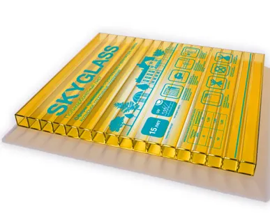 фото Сотовый поликарбонат SKYGLASS Желтый 8 мм (2,1*6 м)