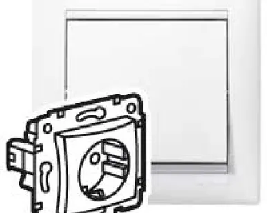 фото Механизм розетки 1-м СП Valena 2К+З с заземл. нем. станд. бел. (DIY-упак.) Leg 694280