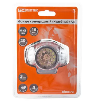 Фото №0 Фонарь TDM Налобный LED 23светодиода 69лм/Вт на 3хAAA