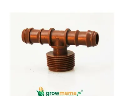 фото Т фитинг проходной наружная резьба (Т фитинг проходной 16 3/4" нар резьба коричневый Azud)