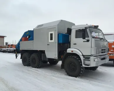 фото АГРЕГАТ НАЗЕМНОГО РЕМОНТА ВОДОВОДОВ АНРВ на шасси КАМАЗ 43118-46 с КМУ INMA
в