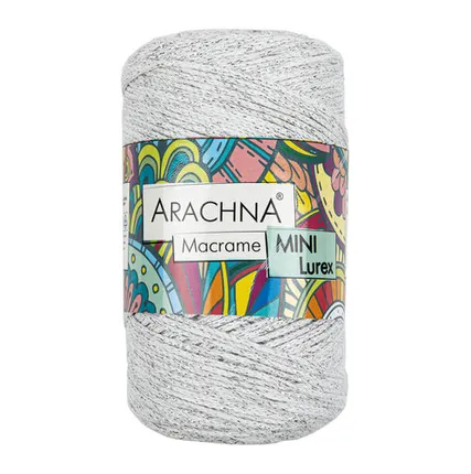 Фото №0 Пряжа ARACHNA "Macrame Mini Lurex" 75% хлопок, 15% полиэстер, 10% люрекс 250 г ± 10 г 200 м №24 натуральный-серебро