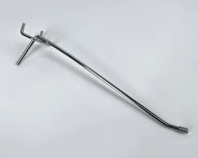 фото Крючок на перфорацию одинарный L=200мм d=4,8мм, шаг 50мм, хром