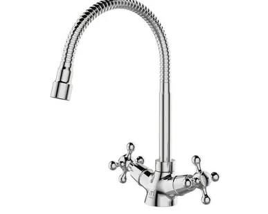 фото Смеситель для кухни Duplex с гибким изливом, крепление гайка, Milardo