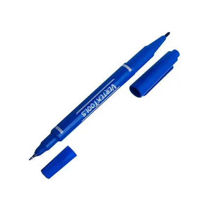 Фото №0 Маркер строительный синий двухсторонний, VERTEXTOOLS, 1 шт