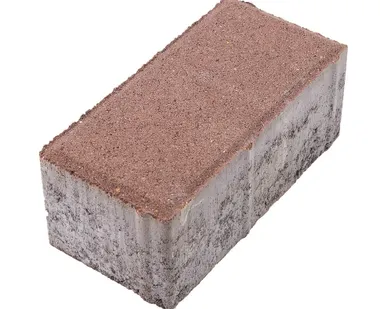 фото Тротуарная плитка Берит Прямоугольник Коричневая 200х100х80 на сером цементе