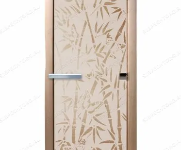 фото Дверь стекло АРТ матовое Бамбук и Бабочки 1,9/0,7 (00057)