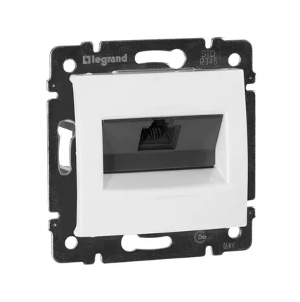 Фото №2 Розетка компьютерная 1-м СП Valena RJ45 кат.5E UTP на винтах механизм бел. Leg 774238