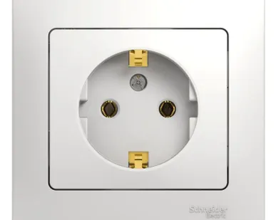 фото Розетка 1-м СП Glossa 16А с заземл. в сборе бел. SchE GSL000142