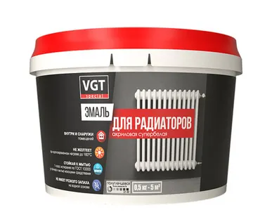 фото Эмаль д/радиаторов ВГТ Профи ВД-АК-1179, акриловая, полуглянцевая, супербелая, 0,5 кг
