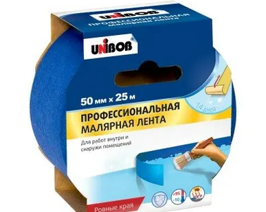 фото Скотч малярный профессиональный синий Unibob 50мм*25м
