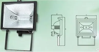 фото Прожектор галогенный 150Вт с лампой R7s бел/черн
