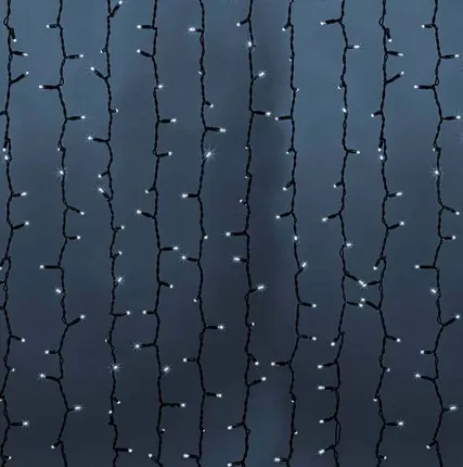 Фото №0 Дождь белый LED-1000 (20 нитей, 3*6м, с контроллером, провод чёрный)