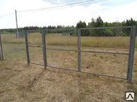 Фото №0 Ворота с калиткой затянутые сеткой рабицей 1,5х3,5 м, ПОД КЛЮЧ