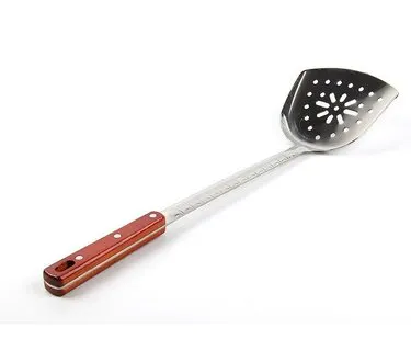 фото Лопатка для жарки перфорированная с деревянной ручкой 45 см (GM)