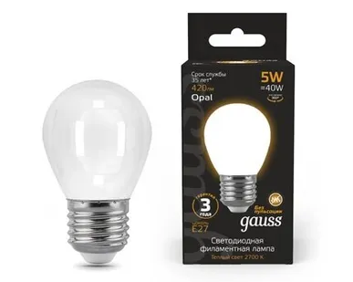 фото Светодиодная филаментная лампа Gauss Шар 5W 420Lm 2700K E27 105202105