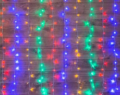 фото Гирлянда "Светодиодный Дождь" 2.5x2м свечение с динамикой 300LED мультиколор 230В провод прозр. Neon-Night 235-059