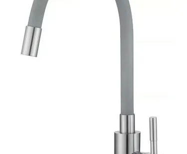 фото Смеситель Esko Snake K44 G для кухни, гибкий излив, серый