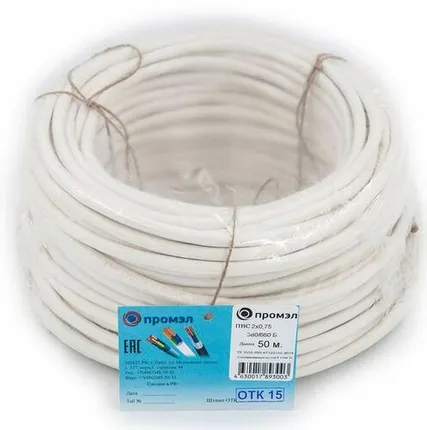 Фото №0 Провод ПВС 2х0.75 Б (бухта 50м) (шт) Промэл 13321470
