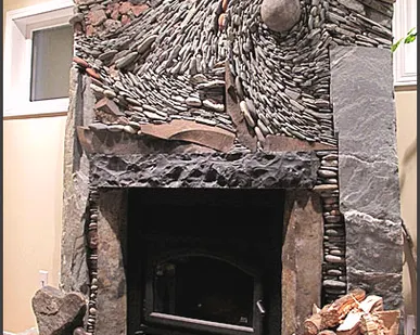 фото Камин обложенный камнем