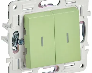 фото SKANDY Выключатель 2-клавишный проходной с индикацией 10А SK-V10G мятный IEK