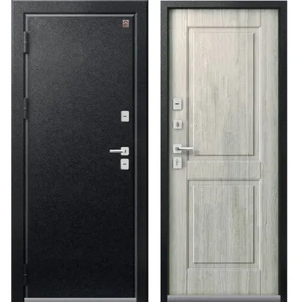 Фото №0 Дверь входная с терморазрывом Т-4 (Центурион) металл/МДФ, Черный муар/Дуб полярный 2050х860мм, ЛЕВАЯ