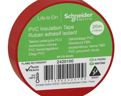 фото Изолента ПВХ 19мм (рул.20м) красн. SchE IMT38200
