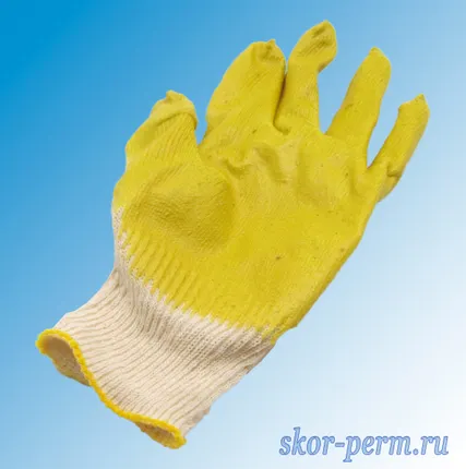 Фото №3 Перчатки х/б хлопчатобумажные с латексным покрытием