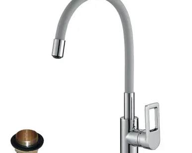 фото Смеситель для кухни Rossinka гибкий излив Z35-35U серый