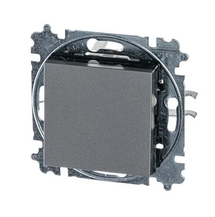 Фото №0 Переключатель 1-кл. СП Levit IP20 сталь/дым. черн. ABB 2CHH590645A6069