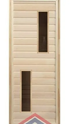 Фото №0 Дверь (липа) со стеклом 1700 х 700 (с коробкой) сорт А "Два стекла"