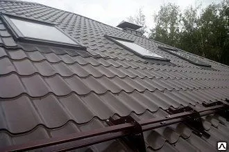 Фото №0 Металлочерепица МП Супермонтеррей (ПЭ-02-8017) коричневый