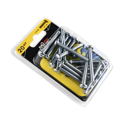 Фото №1 Винт М6*50 DIN7985, класс прочности 4.8, оцинкованный 20шт. Bauhow