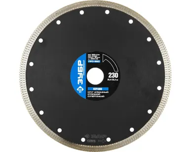 фото Алмазный диск супертонкий по керамограниту Зубр ТОНКОРЕЗ 36659-230, 230х1.8х22.2/25.4 мм