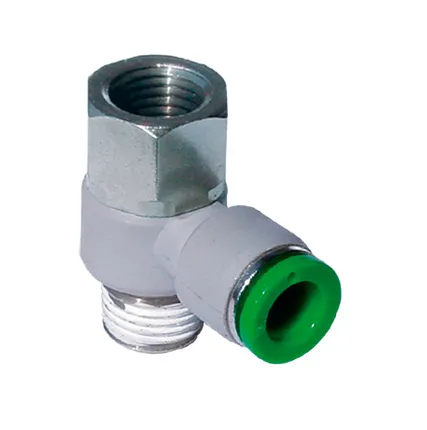 Фото №0 T15FC1014 - Фитинг проходной с поворотным цанговым отводом наруж. резьба R1/4" под трубку 10мм